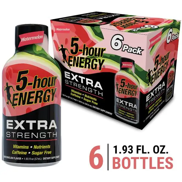 5-Hour Energy Extra Strength Watermelon Flavor 6 pack - 1.93 fl oz per bottle