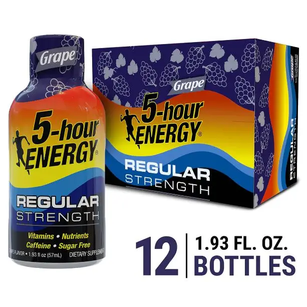 5-Hour Energy Regular Strength Grape Flavor 12 pack - 1.93 fl. oz. per bottle