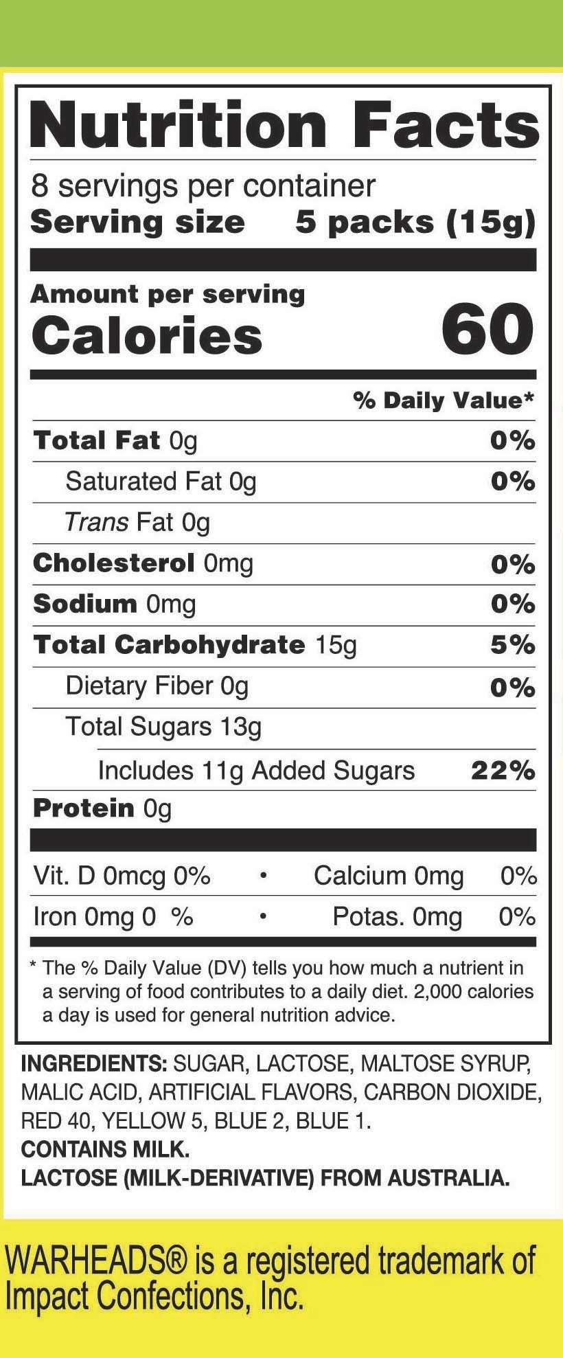 Candyrific Warheads Popping Candy Bag (40 count bag) (27772)