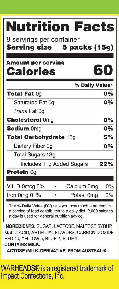 Candyrific Warheads Popping Candy Bag (40 count bag) (27772)