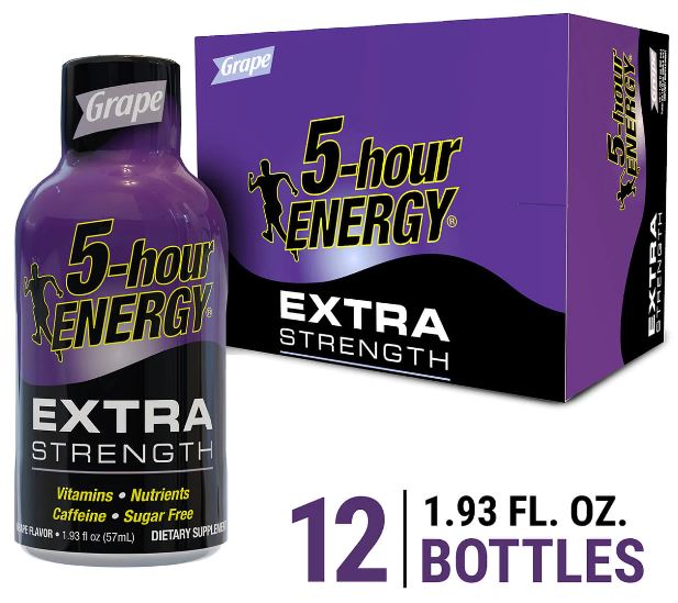 5-Hour Energy Extra Strength Grape Flavor, 12 pack - 1.93 fl. oz. per bottle