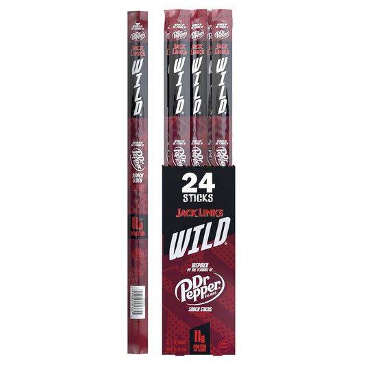 Jack Link's Wild Snack Sticks, Dr. Pepper Flavor, 2.2 oz. sticks, Pack of 24
