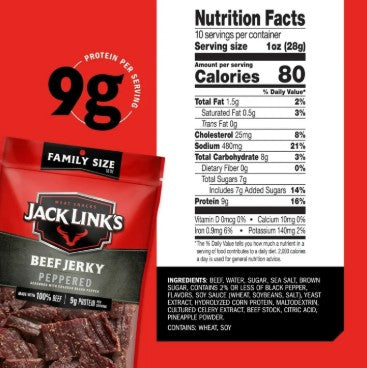 Jack Link's Peppered Beef Jerky, 10 oz. bag