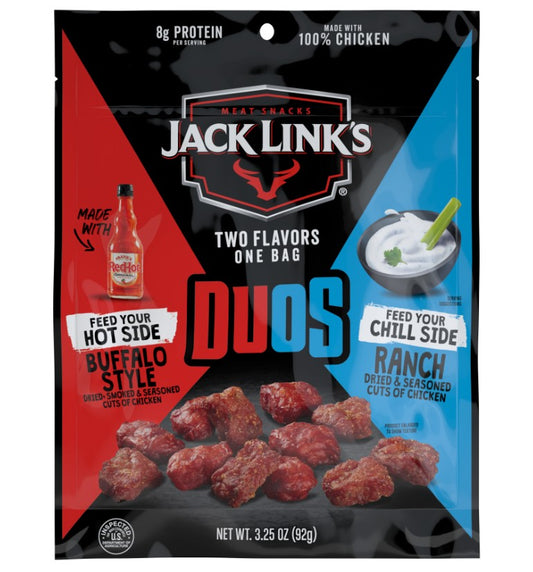 Jack Link's Duos Frank's Red Hot and Ranch Beef Jerky, 3.25 oz. Bag (01516)