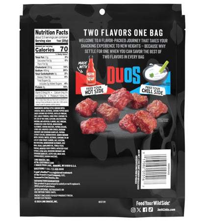 Jack Link's Duos Frank's Red Hot and Ranch Beef Jerky, 3.25 oz. Bag (01516)