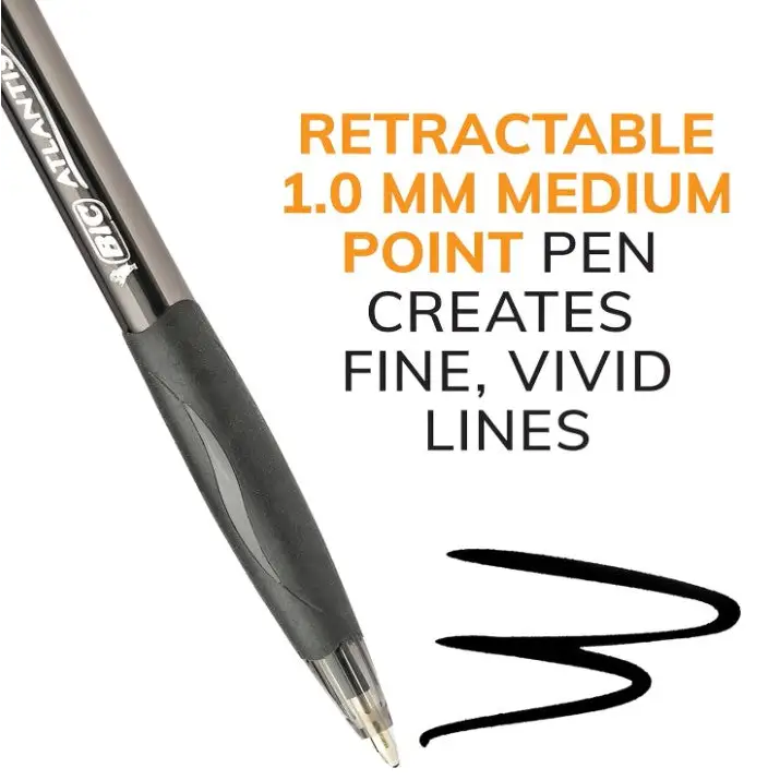 BIC Atlantis Original Retractable Black Ballpoint Pen 4 Pack