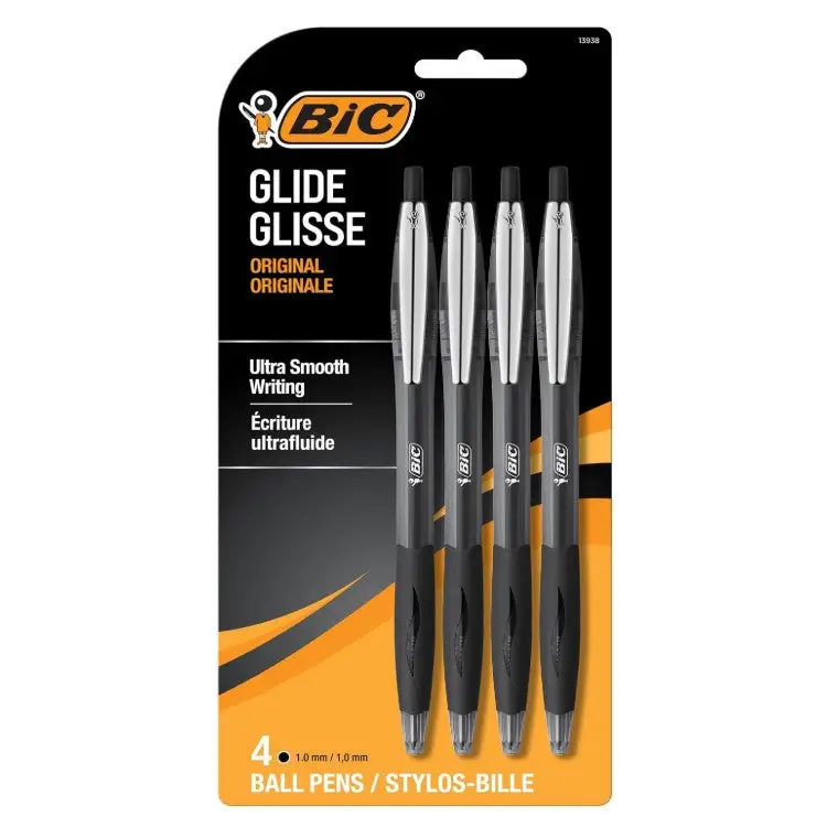 BIC Atlantis Original Retractable Black Ballpoint Pen 4 Pack