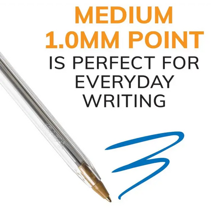 BIC Cristal Xtra Smooth Blue Ballpoint Pen Medium Point 10 Pack