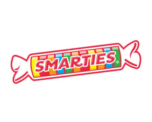 A colorful roll of Smarties candy.