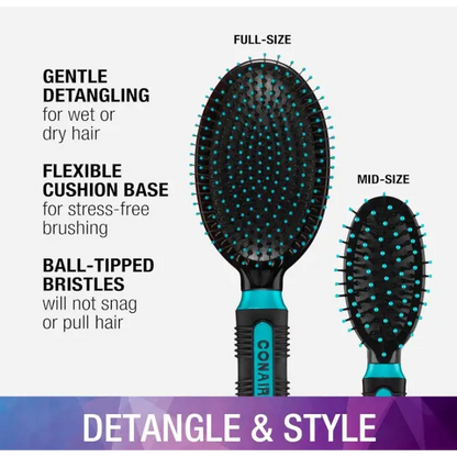 Conair Full & Mid Size Brush Set 2 Pack