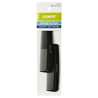 Conair Hard Rubber Pocket Combs 2 Pack