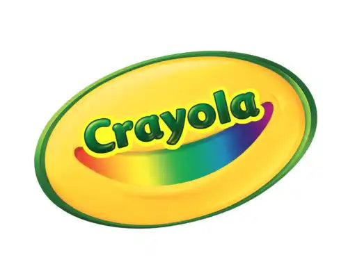 Crayola logo on a yellow oval with a rainbow arc