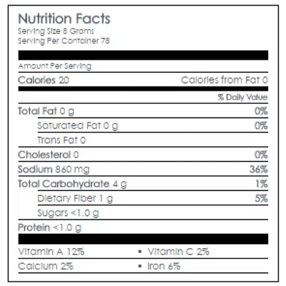 Nutritional Information