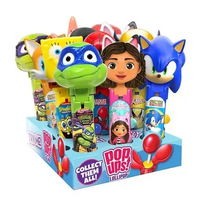 Flix Candy Assorted Pop Ups Lollipops 12 pack