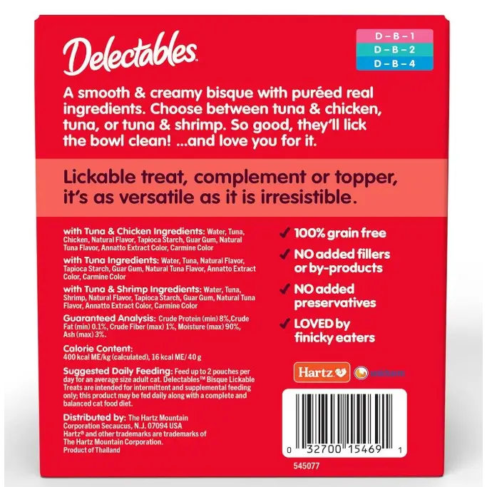 Hartz Delectables Lickable Cat Treat Bisque Assorted Flavors