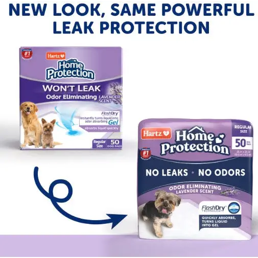 Hartz Home Protection Odor Eliminating Dog Pads - Lavendar Scent 50 pads