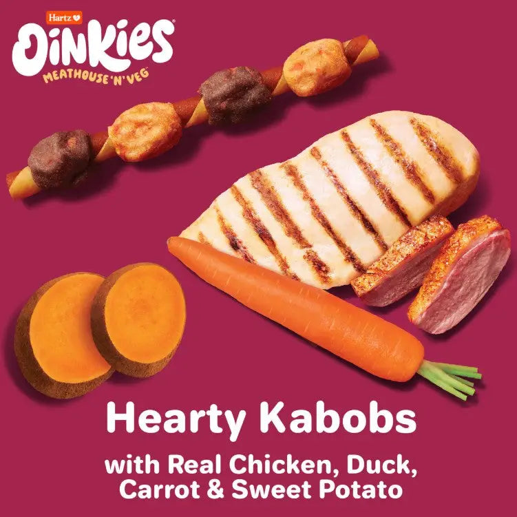 Hartz Oinkies Real Meaty Chews Hearty Kabobs 18 count
