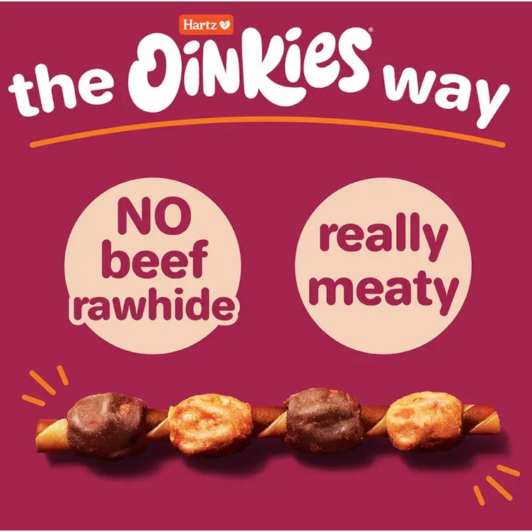 Hartz Oinkies Real Meaty Chews Hearty Kabobs 18 count