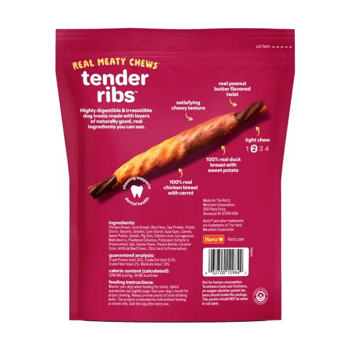 Hartz Oinkies Real Meaty Chews Tender Ribs 22 count