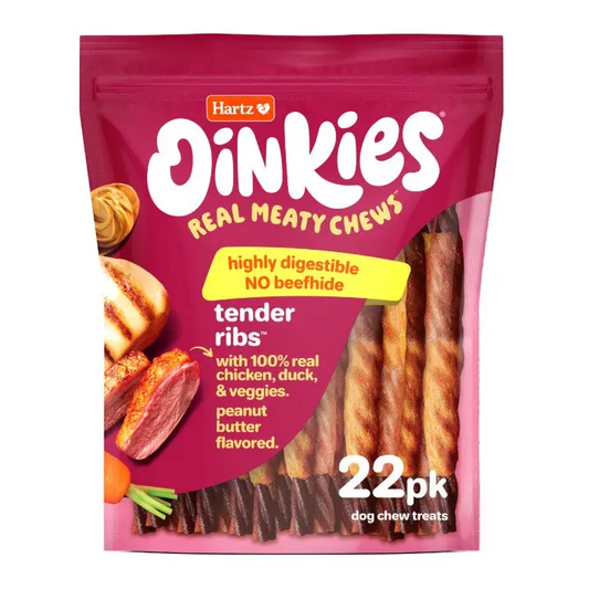 Hartz Oinkies Real Meaty Chews Tender Ribs 22 count