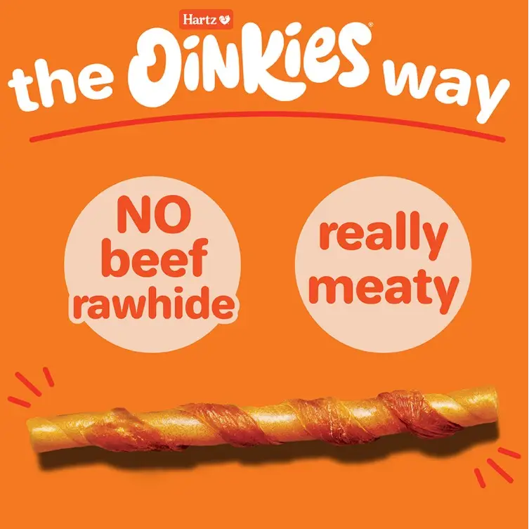 Hartz Oinkies Real Meaty Chews Tender Twists 18 count