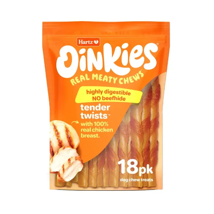 Hartz Oinkies Real Meaty Chews Tender Twists 18 count