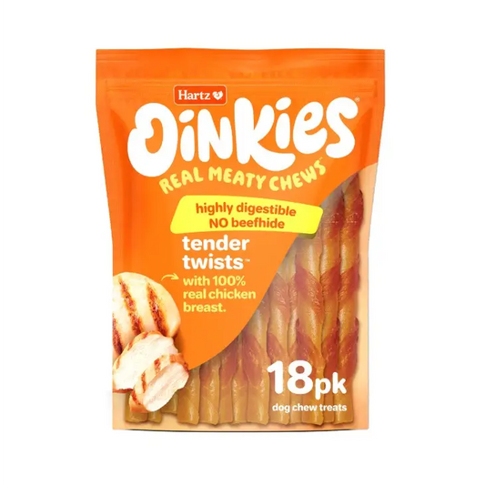 Hartz Oinkies Real Meaty Chews Tender Twists 18 count