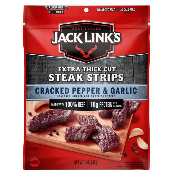 Jack Link’s Extra Thick Cut Steak Strips Cracked Pepper & Garlic 3 oz. bag