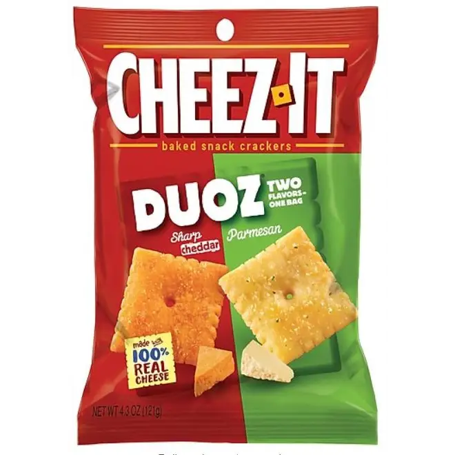 Keebler Cheez-It Duoz Sharp Cheddar and Parmesan, 4.3 oz. bag (case of 6 bags)