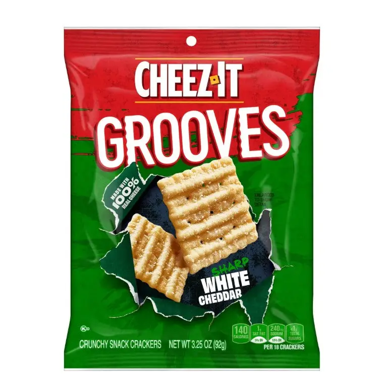 Keebler Cheez-It Grooves White Cheddar 3.25 oz. bag (Case of 6 bags)(93647) - Grocery