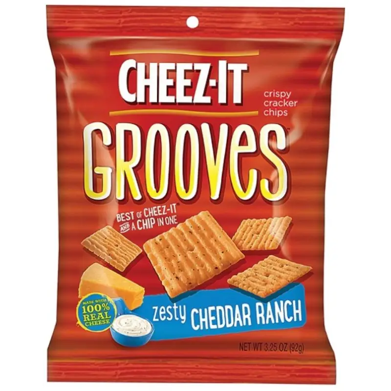 Keebler Cheez-It Grooves Zesty Cheddar Ranch, 3.25 oz. bag (case of 6 bags)