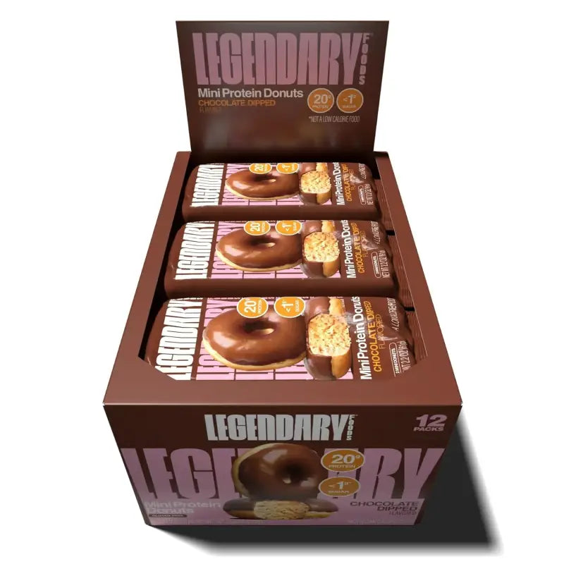 Legendary Chocolate Glazed Protein Donuts - 12 Count Box (97273)