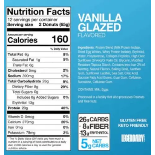 Legendary Vanilla Glazed Protein Donuts - 12 Count Box