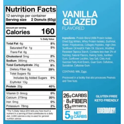 Legendary Vanilla Glazed Protein Donuts - 12 Count Box