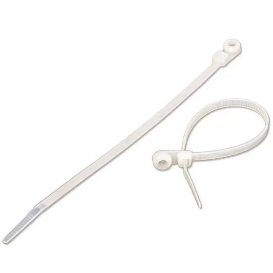 NavePoint 8 Inch Mount Head Screw Cable Wire Zip Tie 50 lbs Natural White 100 Pack