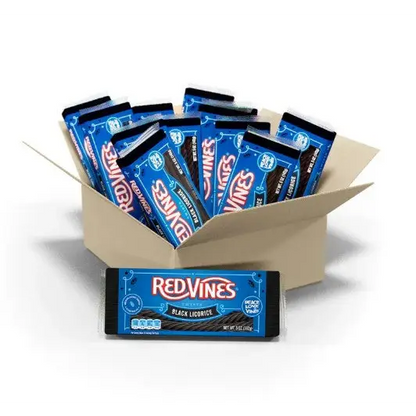 Red Vines Black Licorice Candy Twists 5 oz. - Case - 12 Trays