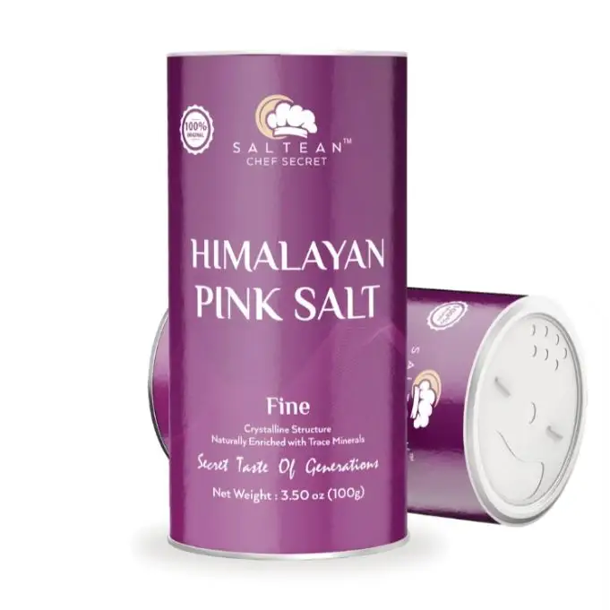 Saltean Chef Secret Pink Himalayan Salt 3.5 oz. Cardboard Shaker