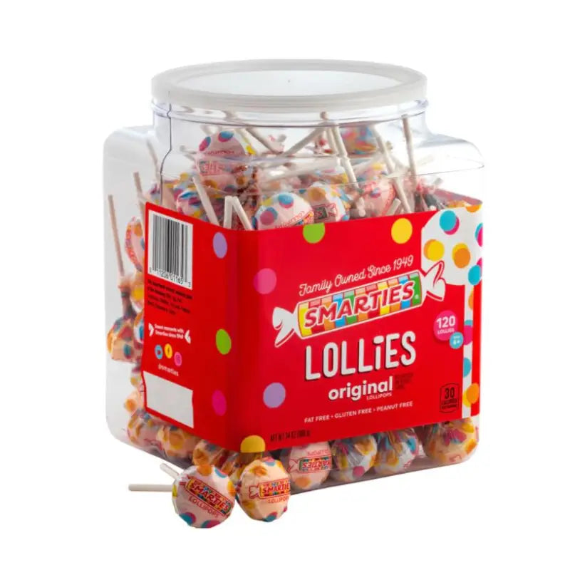 Smarties Lollies Jar 120 Individually Wrapped Lollies - Sweets N Snacks