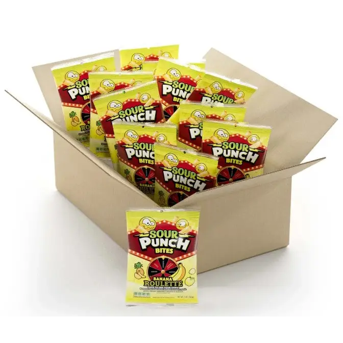 Sour Punch Banana Roulette Bites 5 oz. - Case - 12 Bags