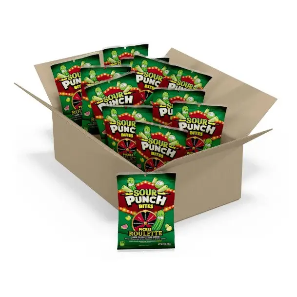 Sour Punch Pickle Roulette Bites 5 oz. - Case - 12 Bags