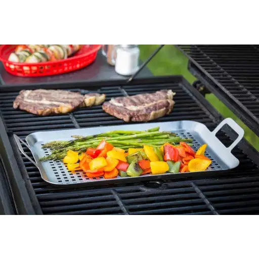 TableCraft Stainless Steel Grilling Tray with Handles