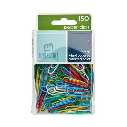 Top Flight Small Paper Clips 150ct Vinyl Assorted Colors