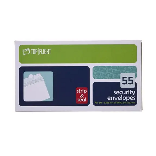 Top Flight Strip & Seal Security Envelopes 6 3/4 Boxed 65 per Box