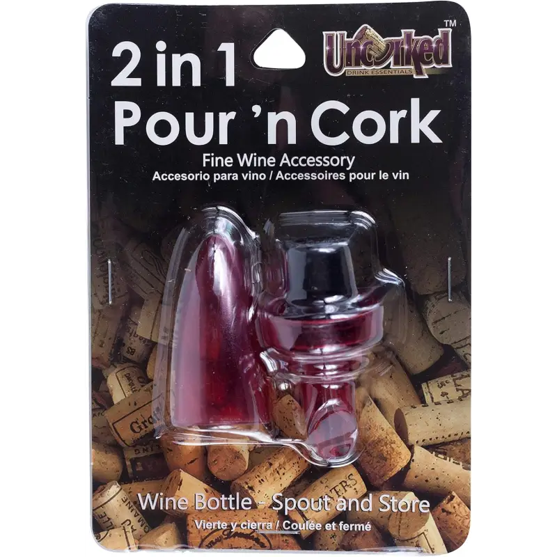 Uncorked 2-in-1 Pour and Cork Wine Stopper and Spout Colors Vary 1-Pack
