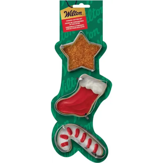 Wilton Metal Christmas Cookie Cutters 3 piece (Star Stocking Candy Cane)