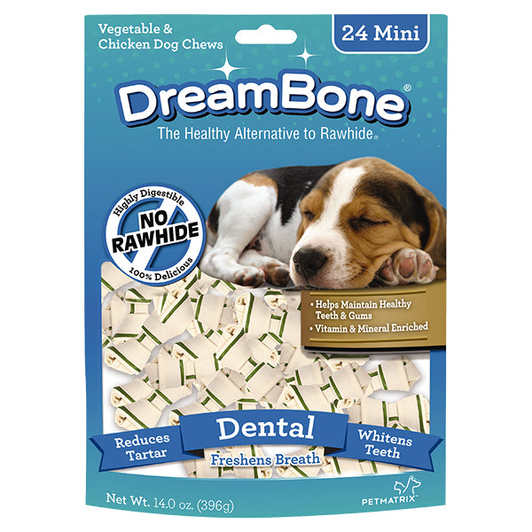 DreamBone Dental Formula Chews - Mini Bones, 24 Pack