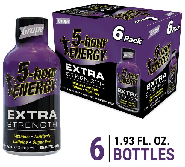 5-Hour Energy Extra Strength Grape Flavor, 6 pack - 1.93 fl oz per bottle