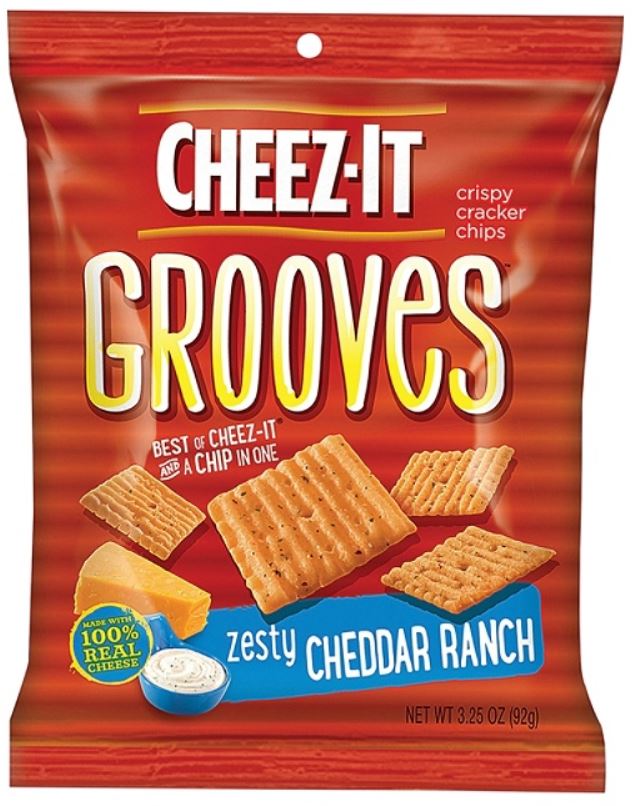 Keebler Cheez-It Grooves Zesty Cheddar Ranch, 3.25 oz. bag (case of 6 bags)