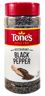 Tone's Restaurant Black Pepper, 8 oz.